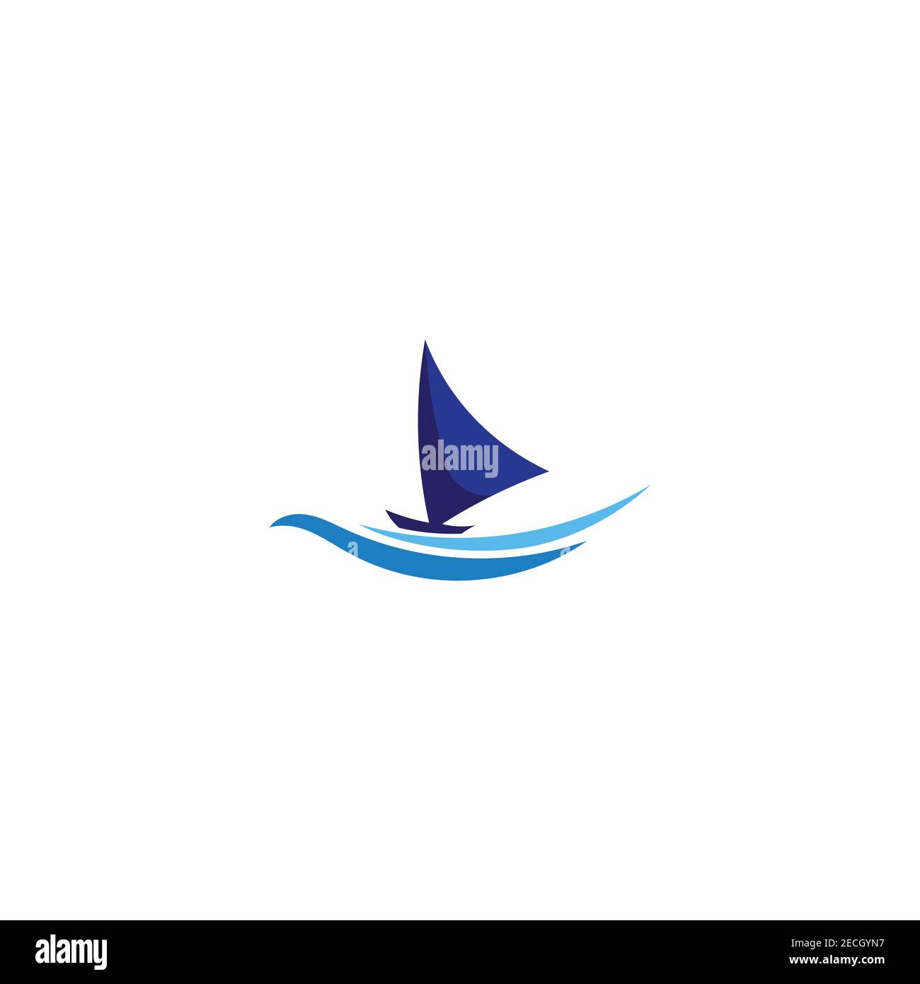 Schiff- und Wellenlogo, Natur, Landschaft, Sport, Transport, ozean, Paradies Symbolvektor, Logo Stockfoto