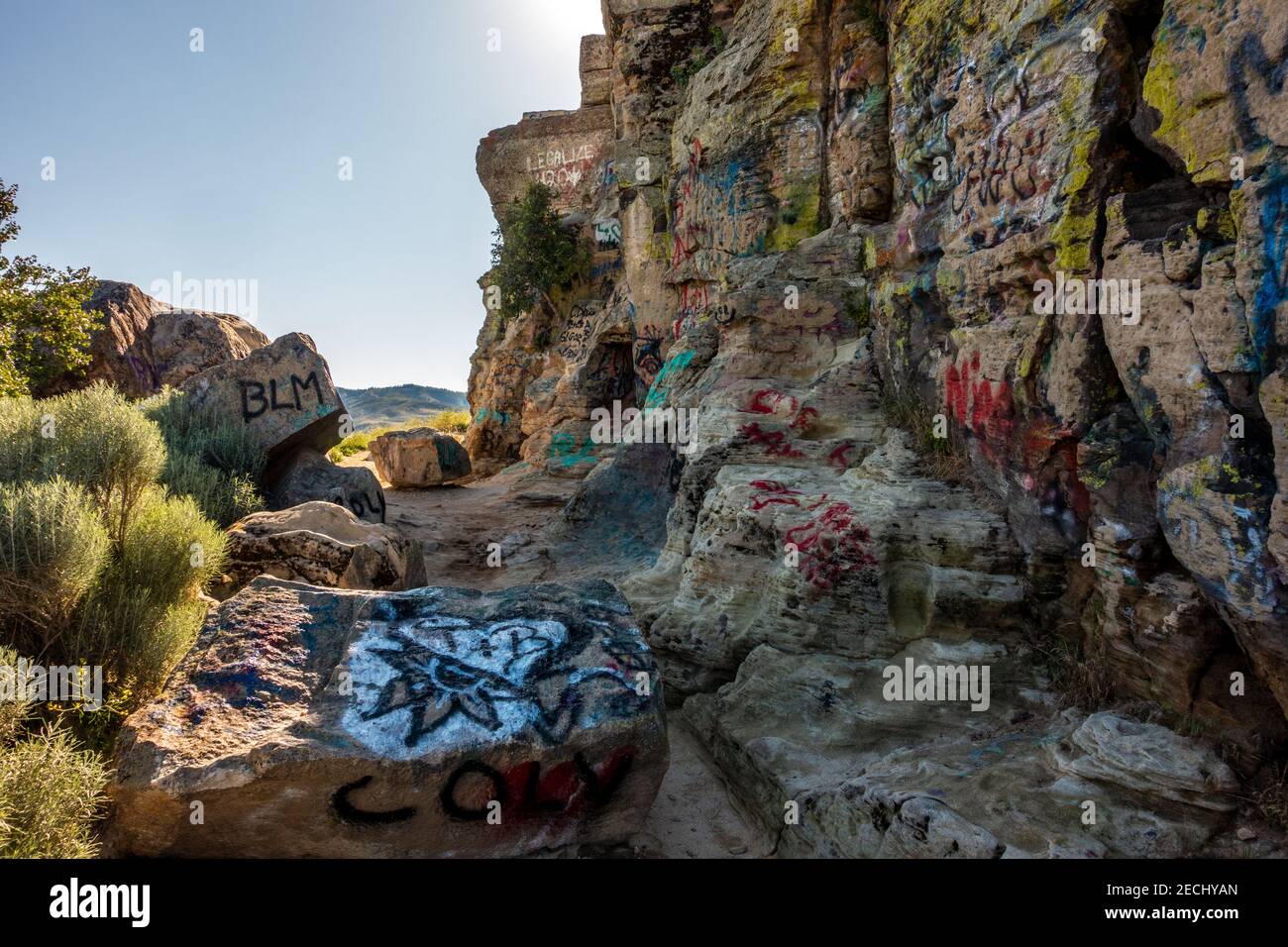 Table Rock Graffiti Stockfoto