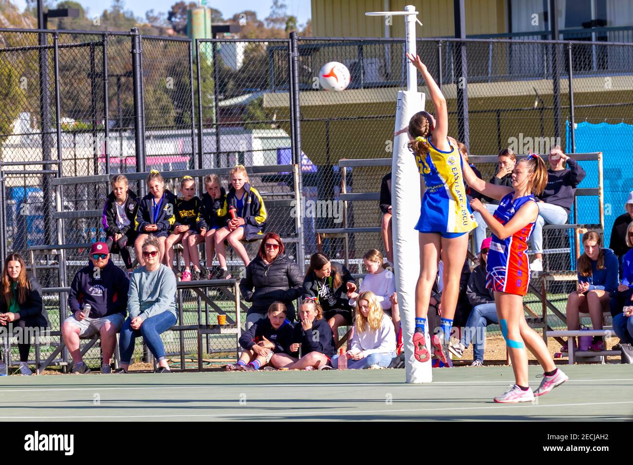 Teenager Mädchen spielen Netball Stockfoto