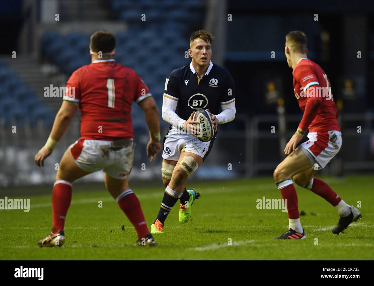 BT Murrayfield Stadium, Edinburgh, Schottland, Großbritannien, .13th. Februar 21. Guinness Six Nations Spiel. Schottland gegen Wales. Matt Fagerson (#8) (Glasgow Warriors) aus Schottland Stockfoto