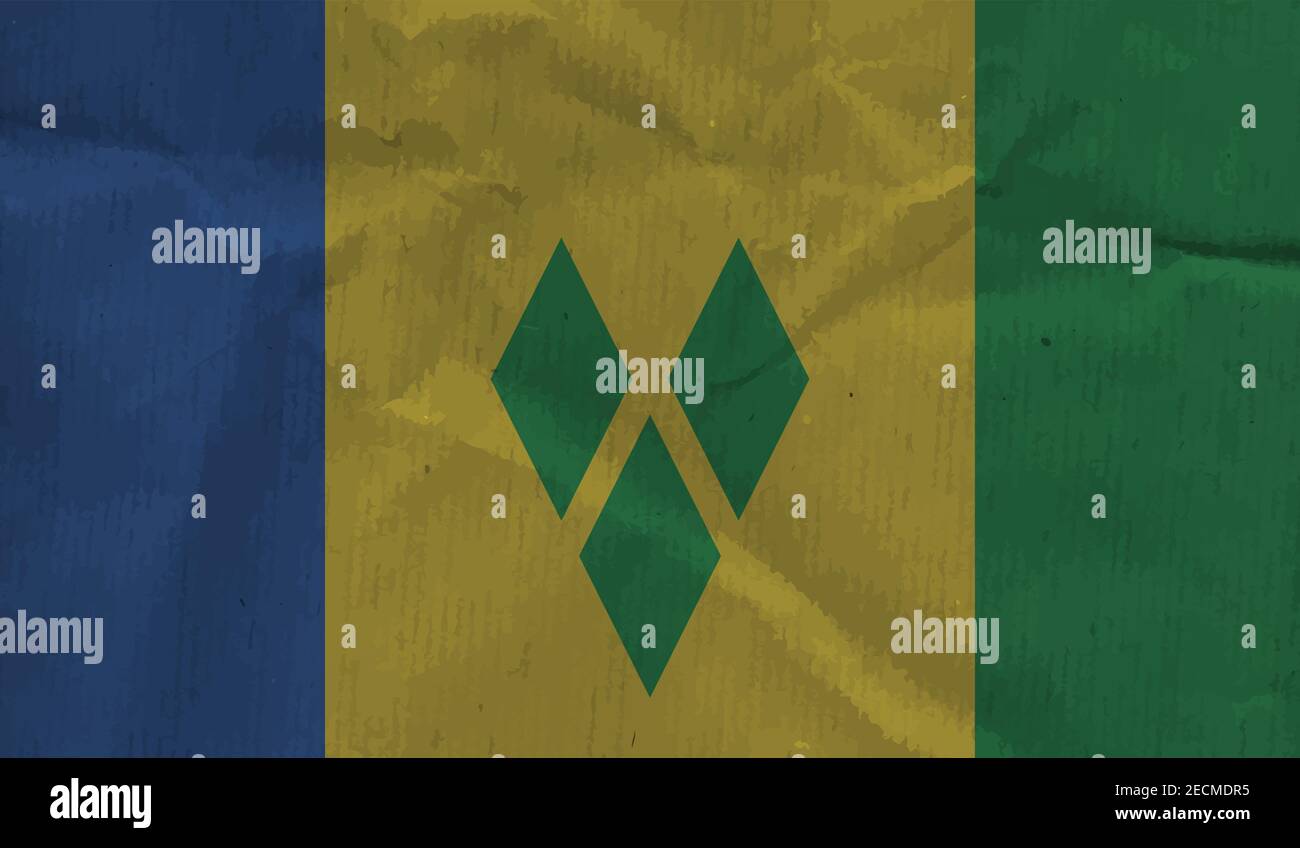 St. Vincent und die Grenadinen Nationalflagge in Grunge Farbstil Stock Vektor