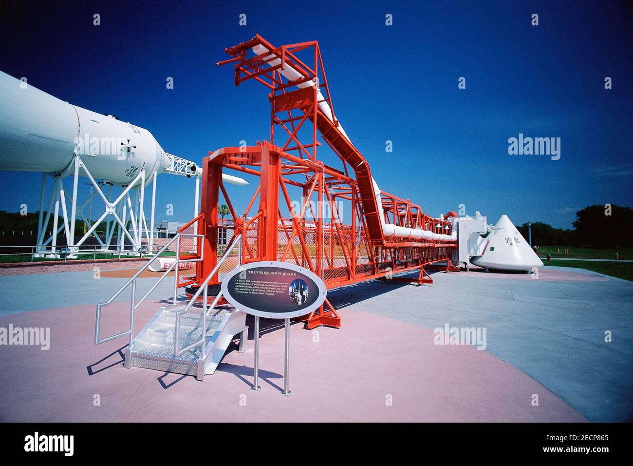 Raketendisplay, Kennedy Space Center, Cape Canaveral, Florida, USA Stockfoto