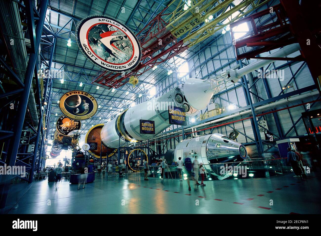 Raketendisplay, Kennedy Space Center, Cape Canaveral, Florida, USA Stockfoto