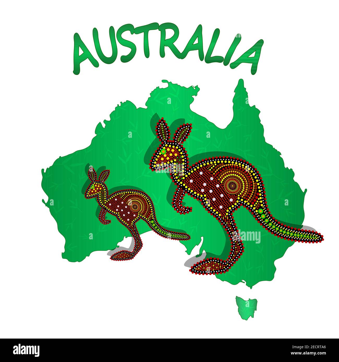 Karte von Australien mit Känguru. Australischer Kontinent. Australien Aborigine Day. Naidoc-Woche. Anschlussbuchse. Versöhnungstag.Reise nach australien.Vektor Stock Vektor