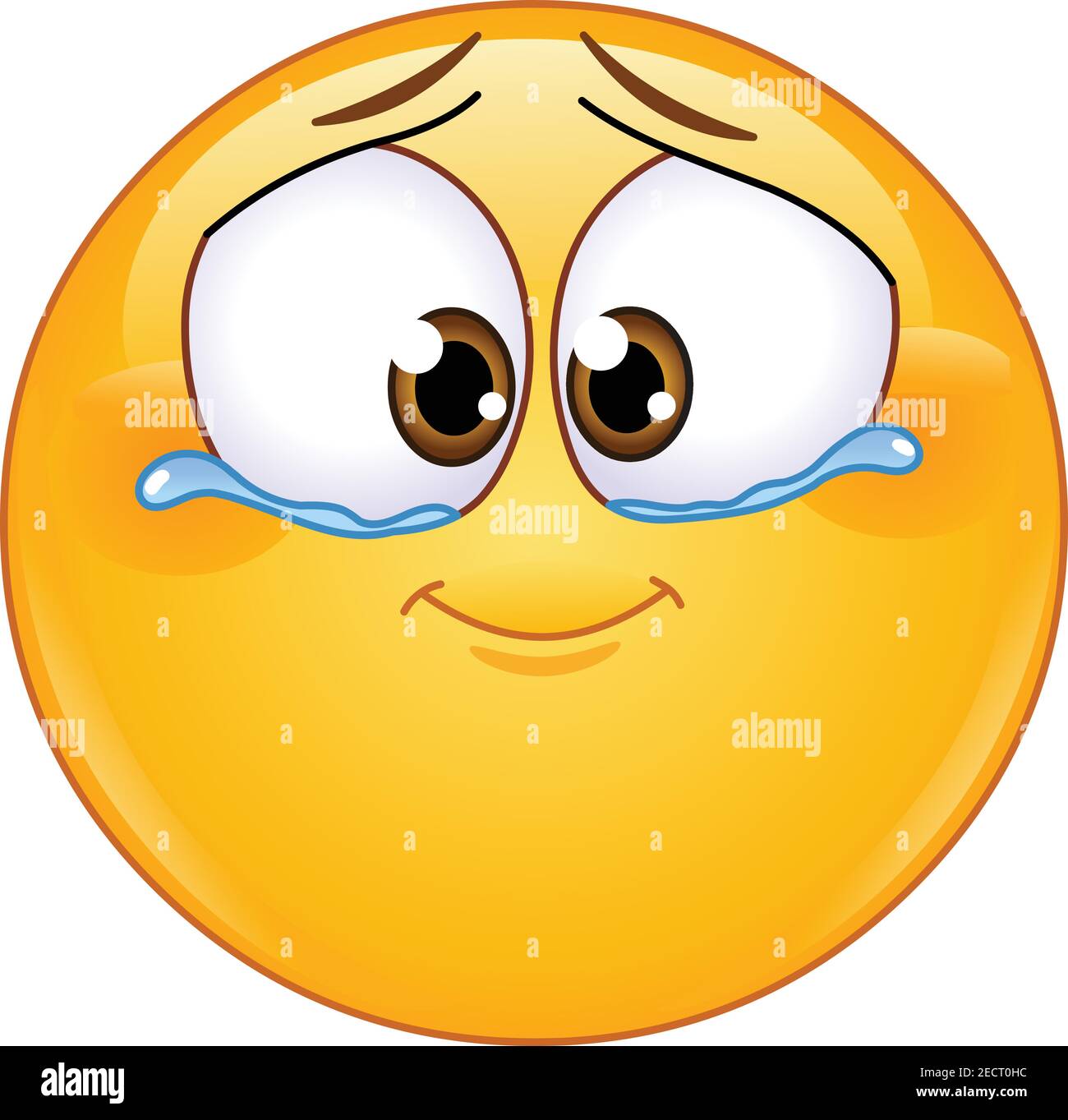 Niedliche emotionale Emoji Emoticon mit Tränen der Freude Stock Vektor