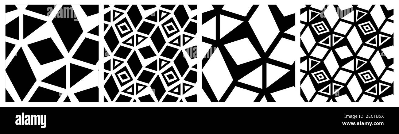 Geometrie weiß schwarz einfaches nahtloses Muster. Dreieckige, quadratische Designelemente. Vektor-Illustration für Stoff, Geschenkpapier, Cover, Stoff Stock Vektor