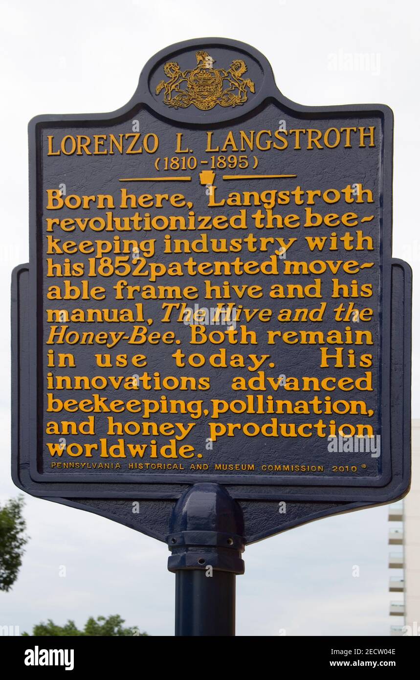 lorenzo l langstroth Bienenhaltung Pionier philadelphia pennsylvania usa Stockfoto
