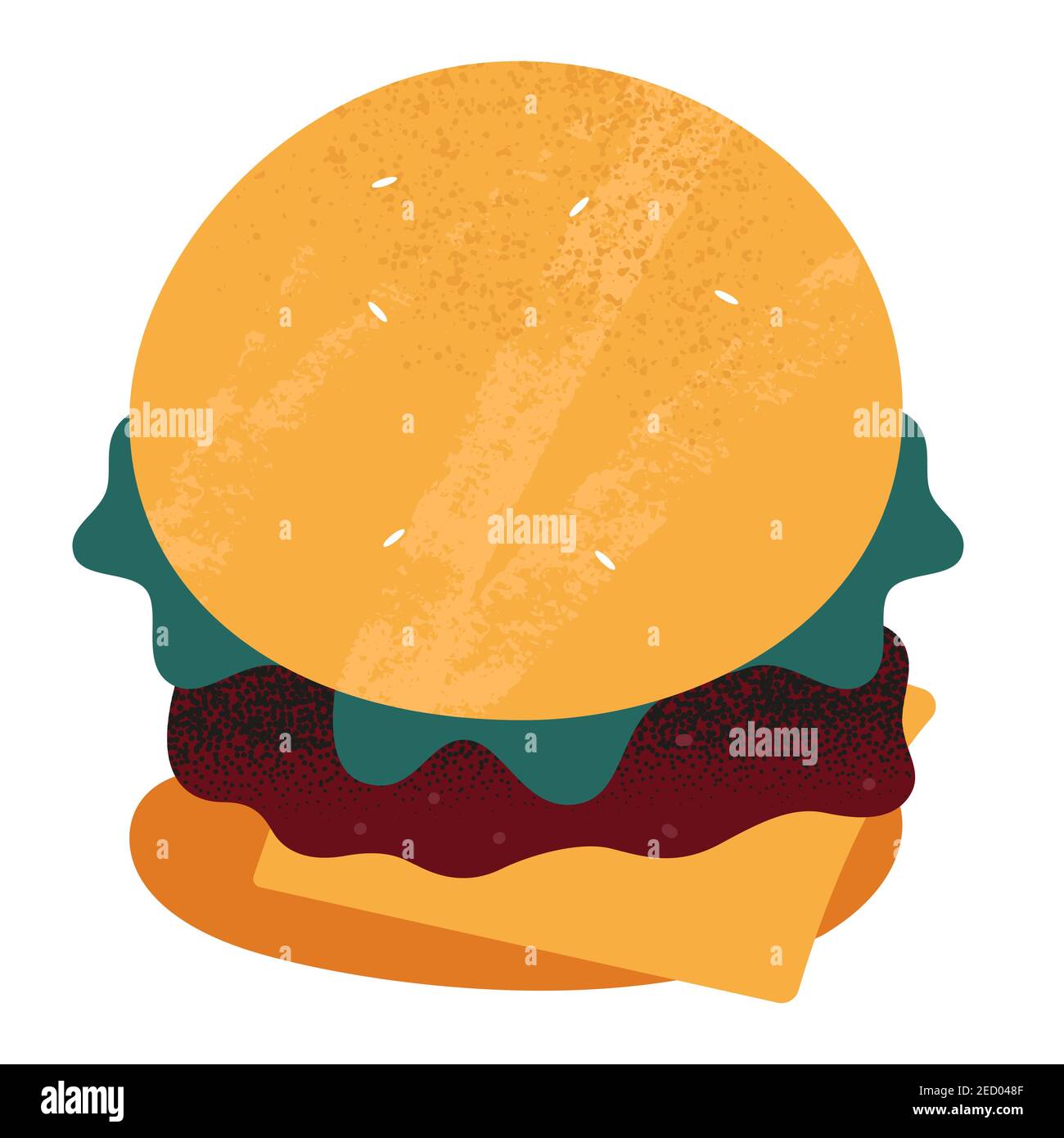 Burger Doodle Illustration mit texturiertem Effekt, Vektorgrafik isoliert auf weißem Hintergrund Stock Vektor