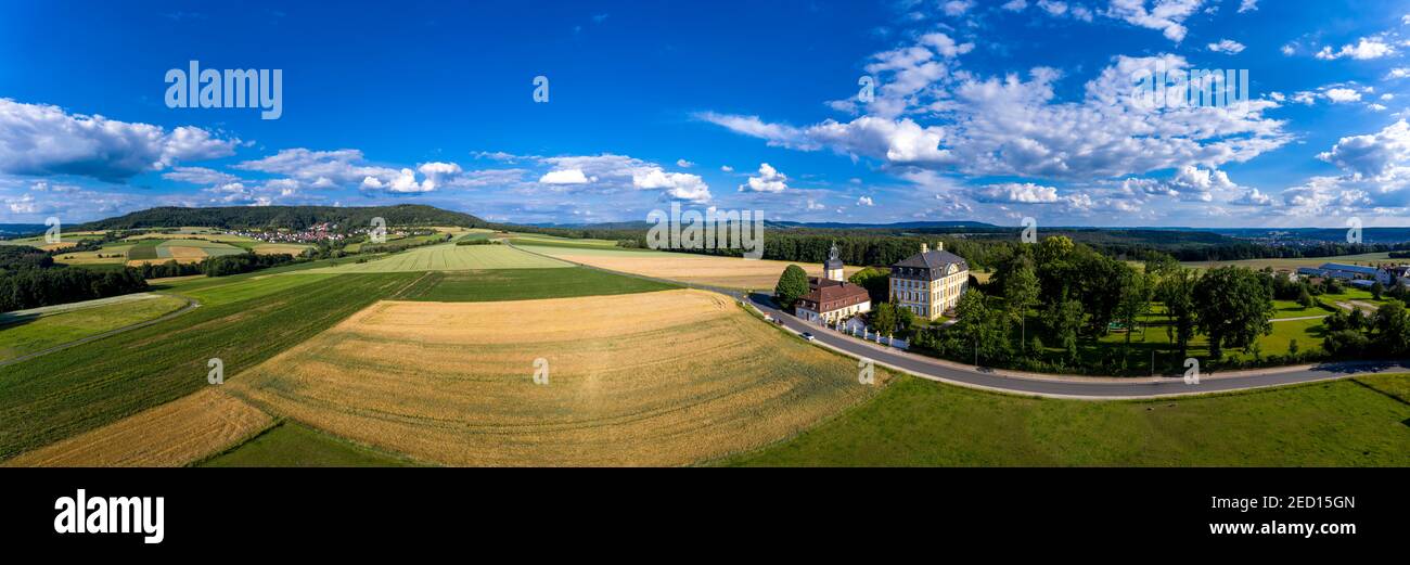 Luftbild, Schloss Jaegersburg, Gemeinde Eggolsheim, Franken, Bayern, Deutschland Stockfoto