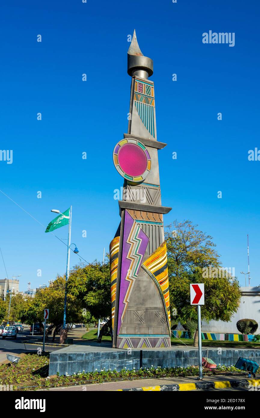 Colouful Minarett in Abha, Saudi-Arabien Stockfoto