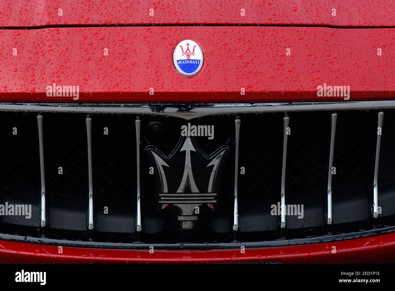 Maserati, Logo der italienischen Automarke Maserati, Deutschland Stockfoto