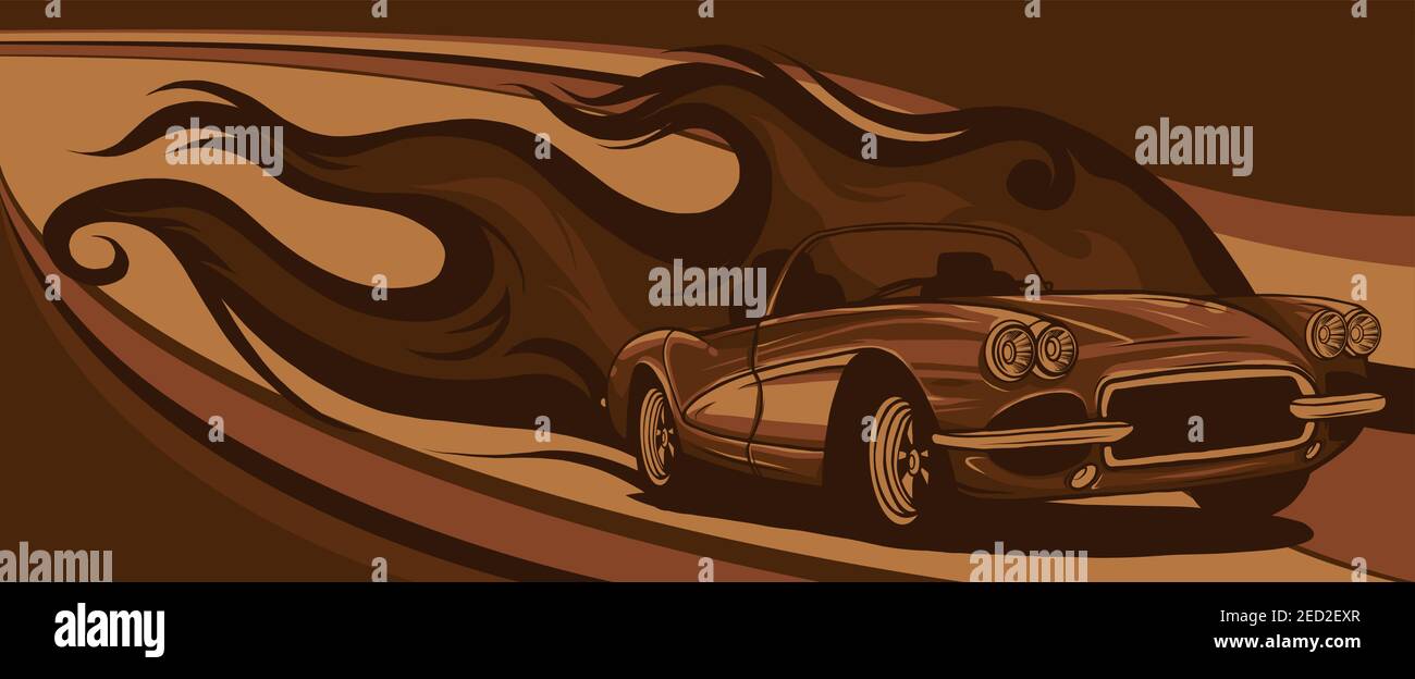 Hot Classic Custom Car Cartoon Vektor Illustration Stock Vektor