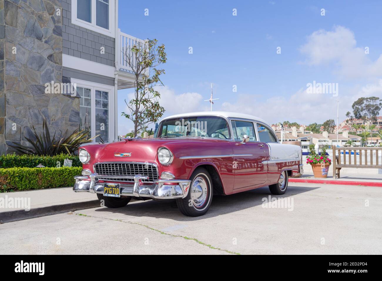 1950er Jahre Chevy Bel Air wurde in Newport Beach, Kalifornien, gesät. Stockfoto