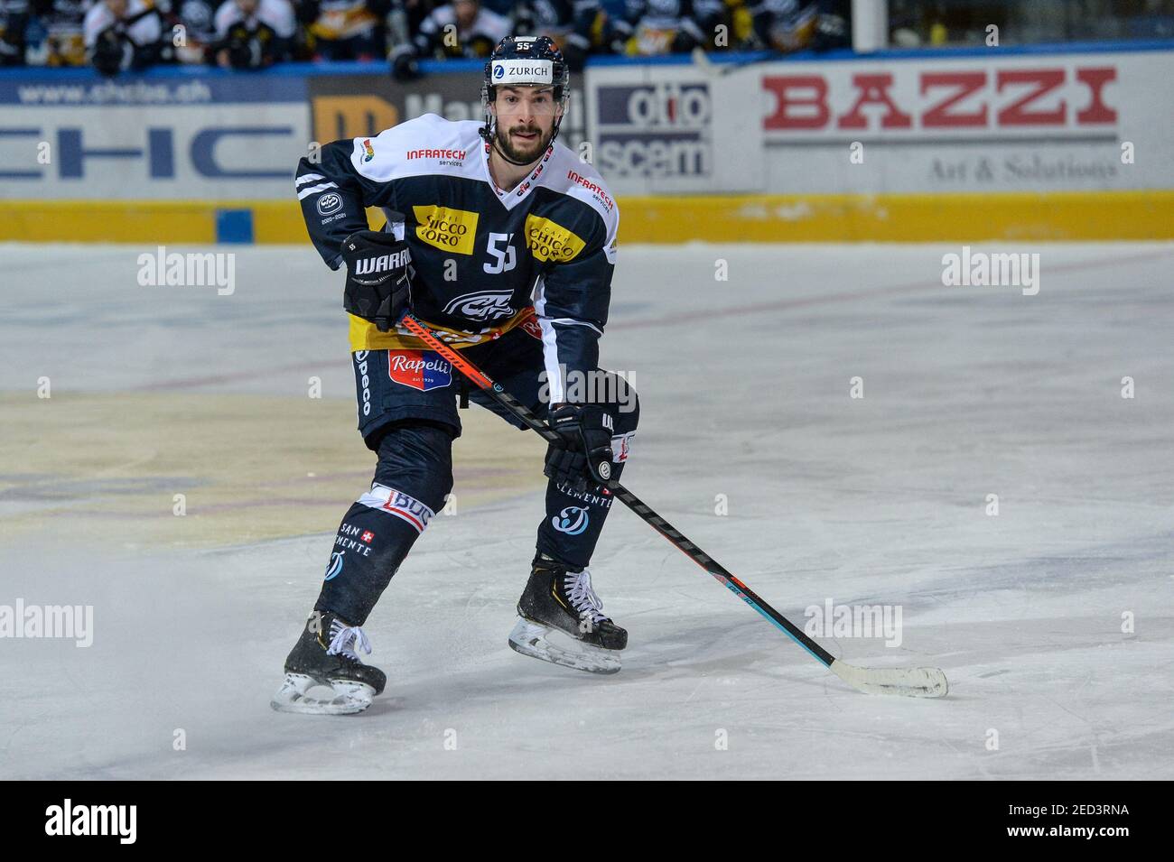 14,02.2021, Ambri, Stadio Valascia, Nationalliga: HC Ambri-Piotta - Lausanne HC, #55 Christian Pinana (Ambri) (Schweiz/Deutschland/Österreich/Kroatien OUT) Stockfoto