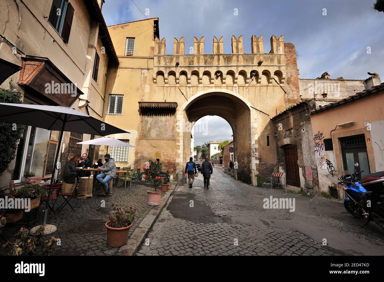 Porta Settimiana, Trastevere, Rom, Italien Stockfoto