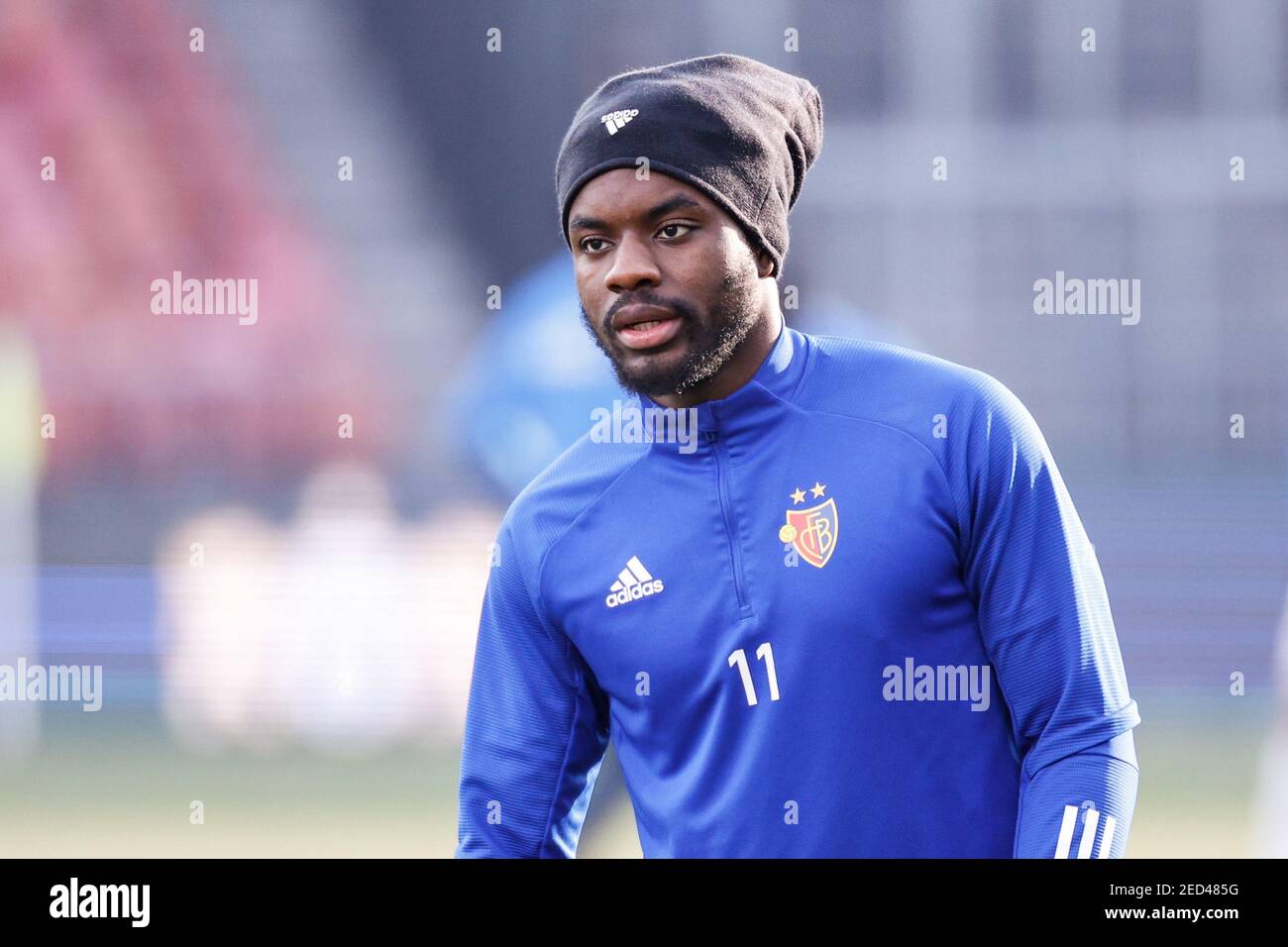 14,02.2021, Zürich, Letzigrund-Stadion, Fußball-Superliga: FC Zürich - FC Basel 1893, Afimico Pululu (Basel) Quelle: SPP Sport Pressefoto. /Alamy Live Nachrichten Stockfoto