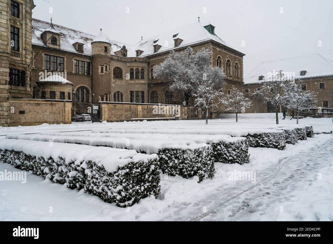 Bayerisches Nationalmuseum an einem Schneetag, München Stockfoto Bayerisches Nationalmuseum an einem Schneetag, München Stockfoto