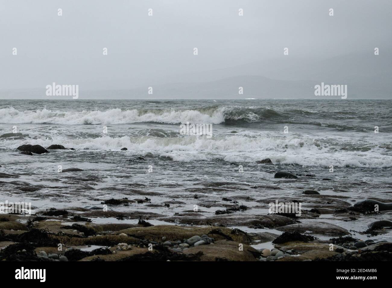 Shanvalla, West Cork, Irland. 14th Feb, 2021.starker Wind als die gelbe Wetterwarnung ist immer noch an Ort und Stelle rund um die Grafschaft Cork. Kredit: ND Nachrichten/Alamy Live Nachrichten Stockfoto