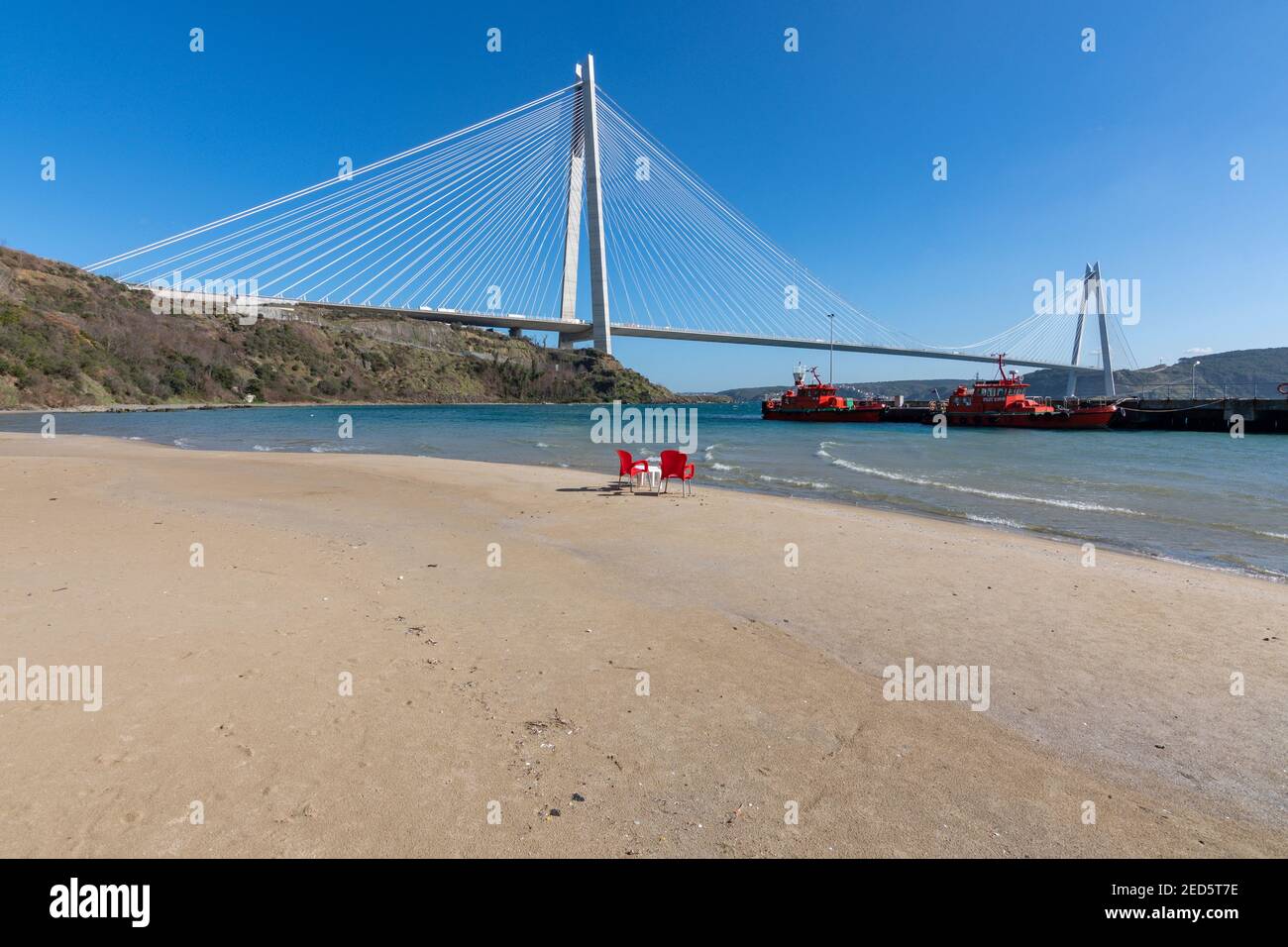 Die Yavuz Sultan Selim Brücke in Sariyer Bezirk von Istanbul, Türkei Stockfoto