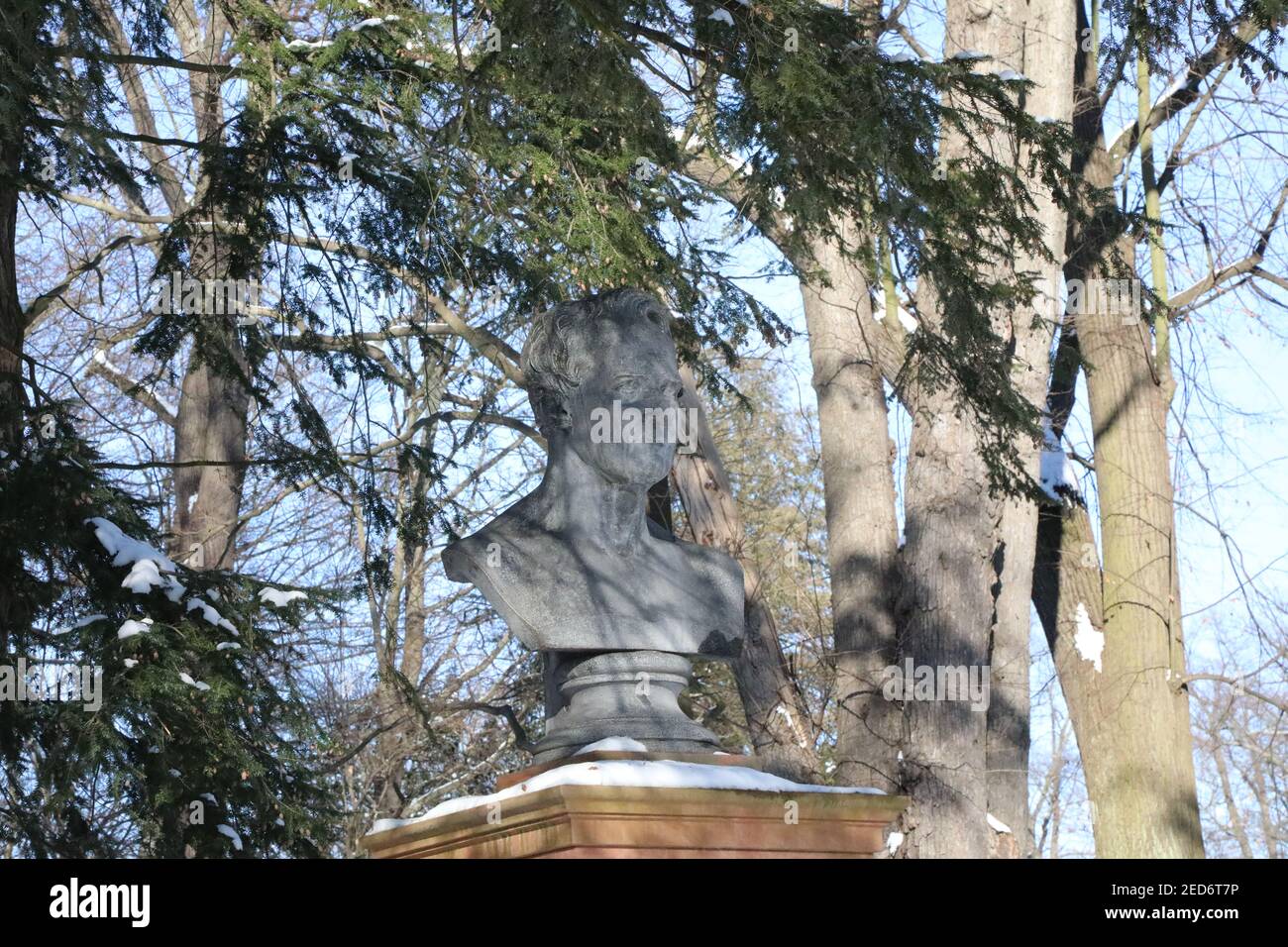 Alexander von Humboldt Denkmal im Stadtpark in Görlitz am 14.2.2021 Stockfoto