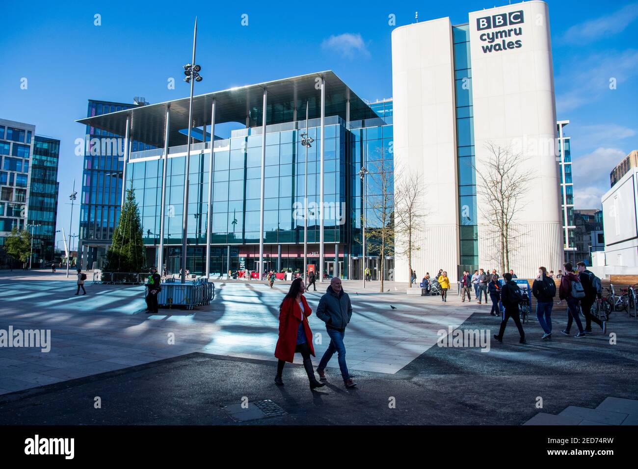 Eine allgemeine Ansicht des BBC Büros in Central Square, Cardiff, Wales. Stockfoto