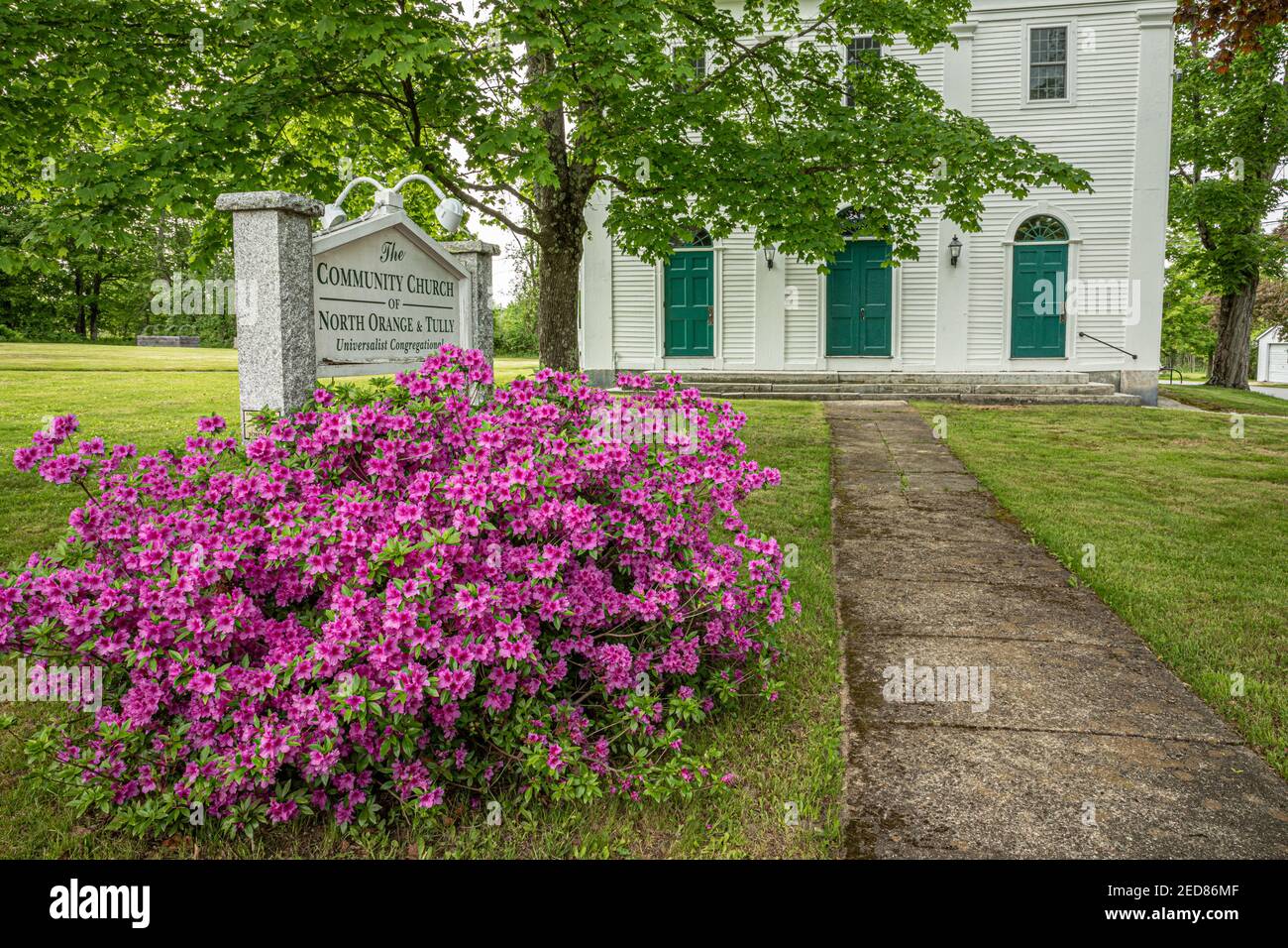 Die Gemeindekirche von North Orange und Tully, Massachusetts Stockfoto