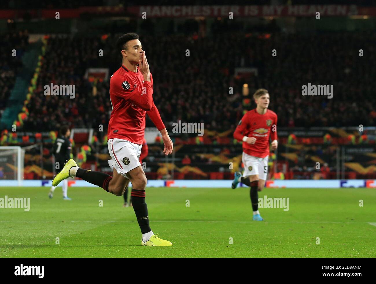 Fußball - Europa League - Gruppe L - Manchester United / AZ Alkmaar - Old Trafford, Manchester, Großbritannien - 12. Dezember 2019 Mason Greenwood von Manchester United feiert sein zweites Tor REUTERS/Jon Super Stockfoto