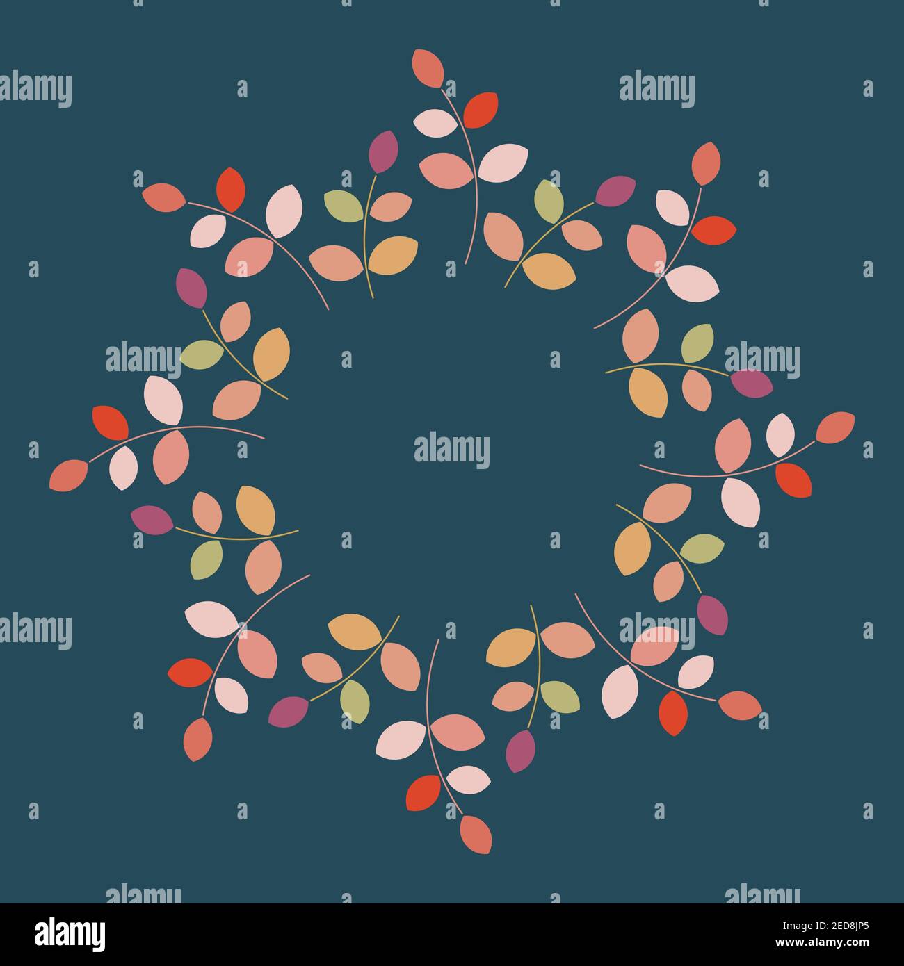 Abstraktes, fluorales Radialvektormuster auf dunkelblauem Hintergrund Stock Vektor