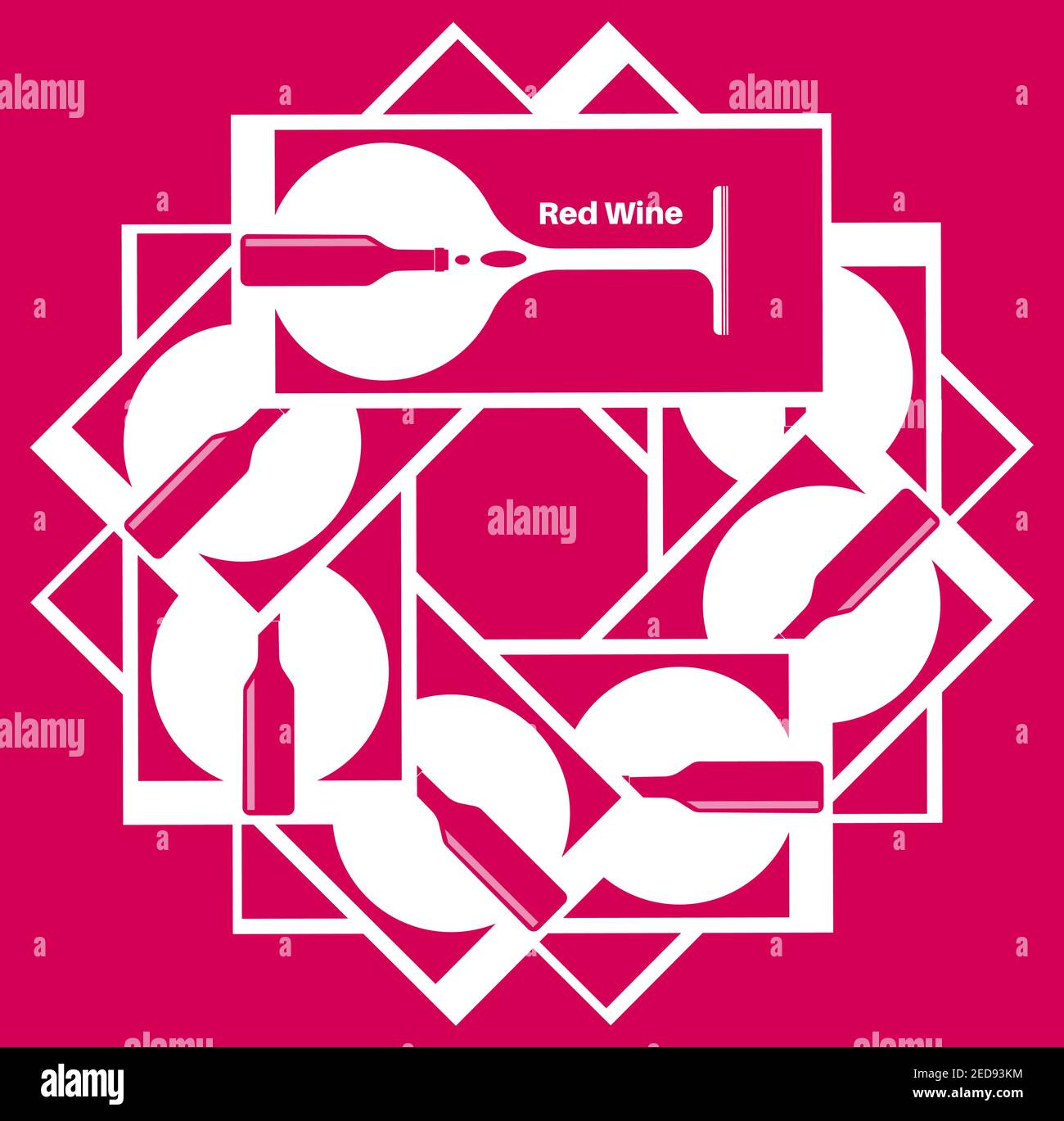 Rot Wein nahtlose Vektor-Muster Illustration auf einem roten Hintergrund Stock Vektor