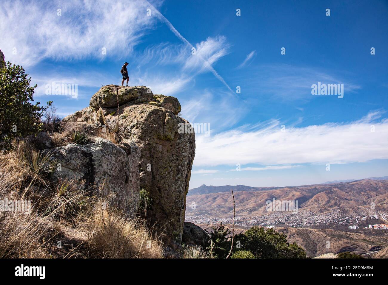 Trekker Blick auf die schöne Aussicht über Guanajuato City, Guanajuato State, Mexiko Stockfoto