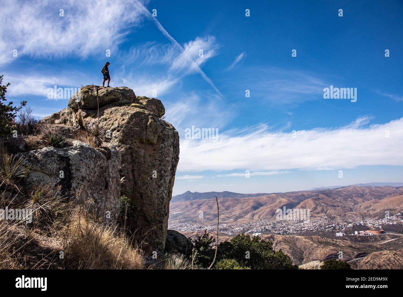 Trekker Blick auf die schöne Aussicht über Guanajuato City, Guanajuato State, Mexiko Stockfoto