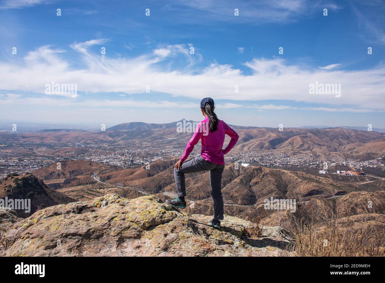 Trekker Blick auf die schöne Aussicht über Guanajuato City, Guanajuato State, Mexiko Stockfoto