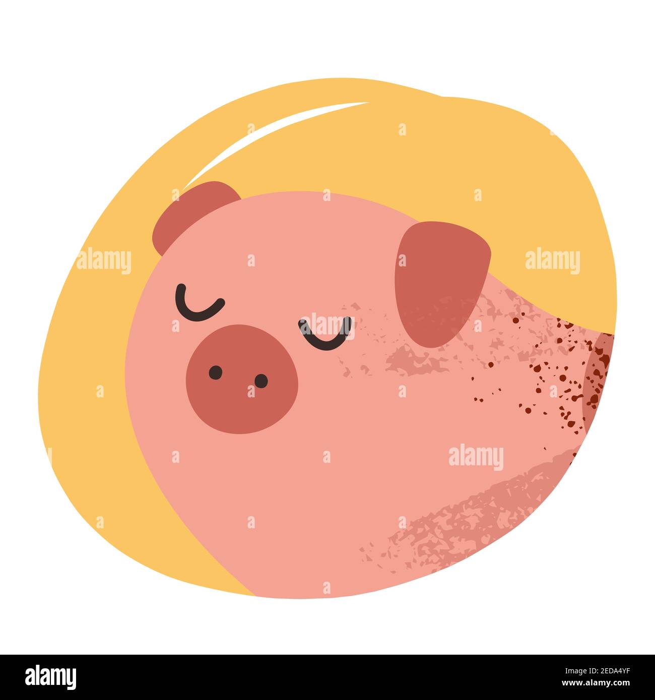 Niedliches Schwein Avatar, niedlichen Bauernhof Tier handgezeichnete Illustration, isolierte Vektor-Illustration Stock Vektor