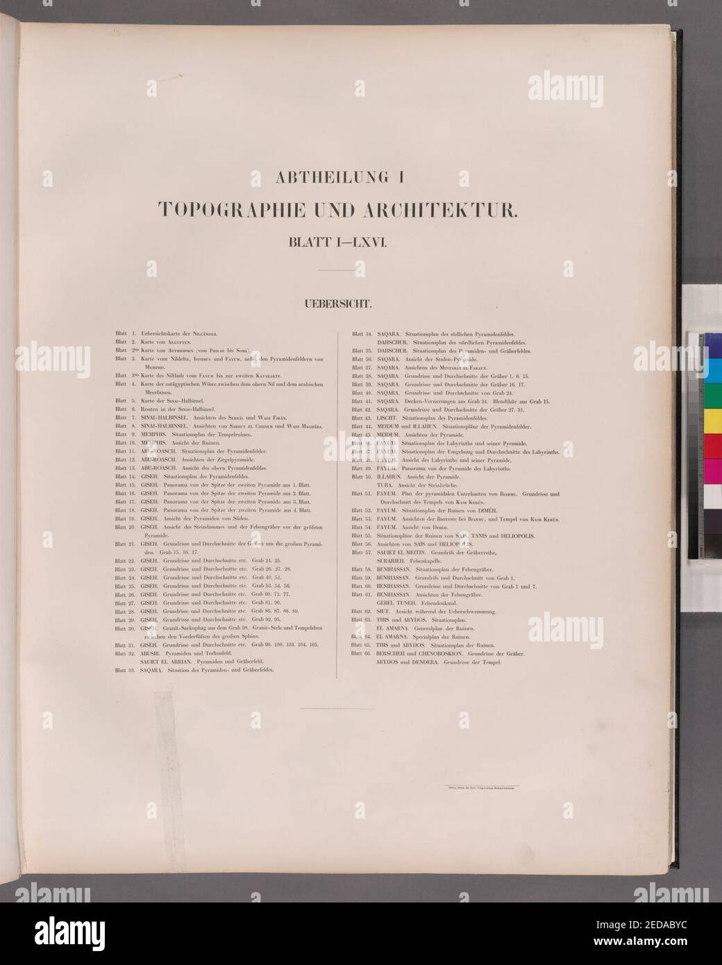 Inhalt Abtheilung I. Topographie und Architektur. Blatt 1-66 Stockfoto