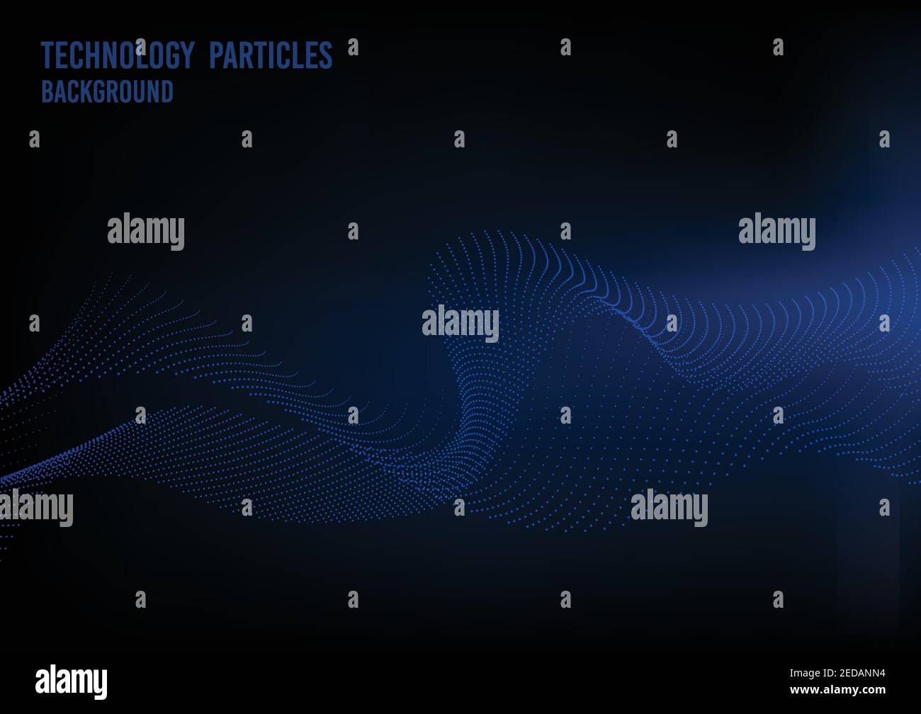 Eine abstrakte blaue Partikel von Punkten Element wellige Kunstwerk Tech-Vorlage. Überlappung des perspektivischen digitalen Hintergrunds. Illustration Vektor Stock Vektor