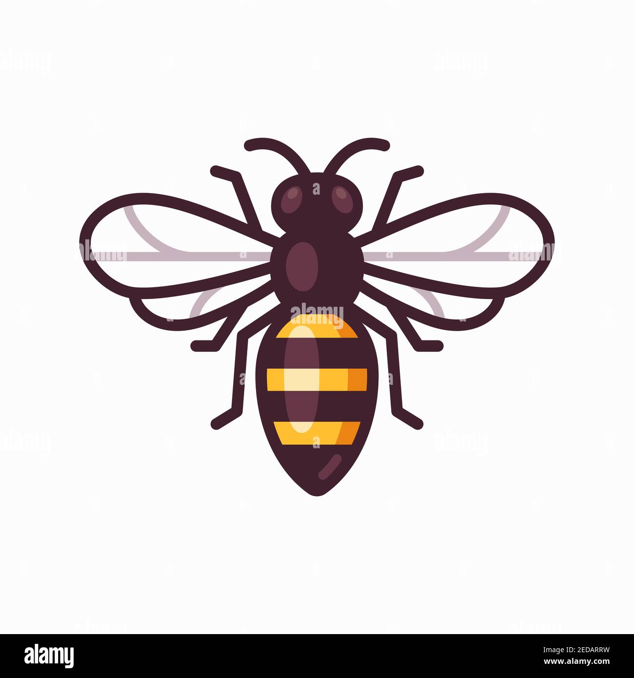 Vector Bee-Symbol. Einfache Cartoon-Illustration, geometrische flache Design. Stock Vektor