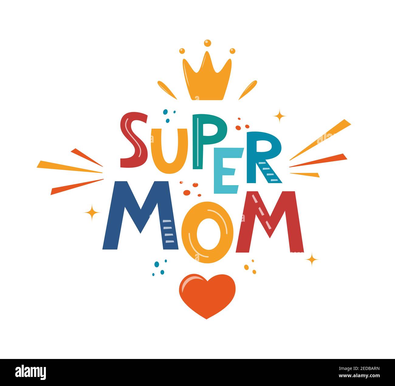 Super Mama, handgezeichnete Illustration für Muttertag. Handgezeichnete Lettering Phrase für Poster, Logo, Grußkarte, Banner, niedlichen Cartoon-Druck. Vektor-il Stock Vektor