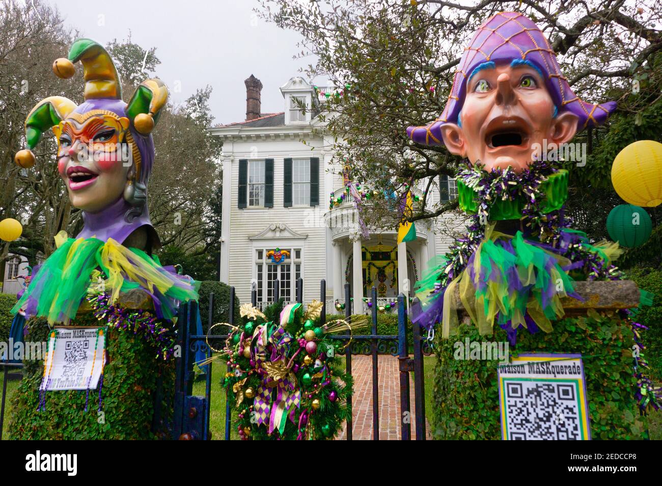 Mardi Gras 'Float-House' Pandemiedekorationen 2021. New Orleans LA, USA. Stockfoto