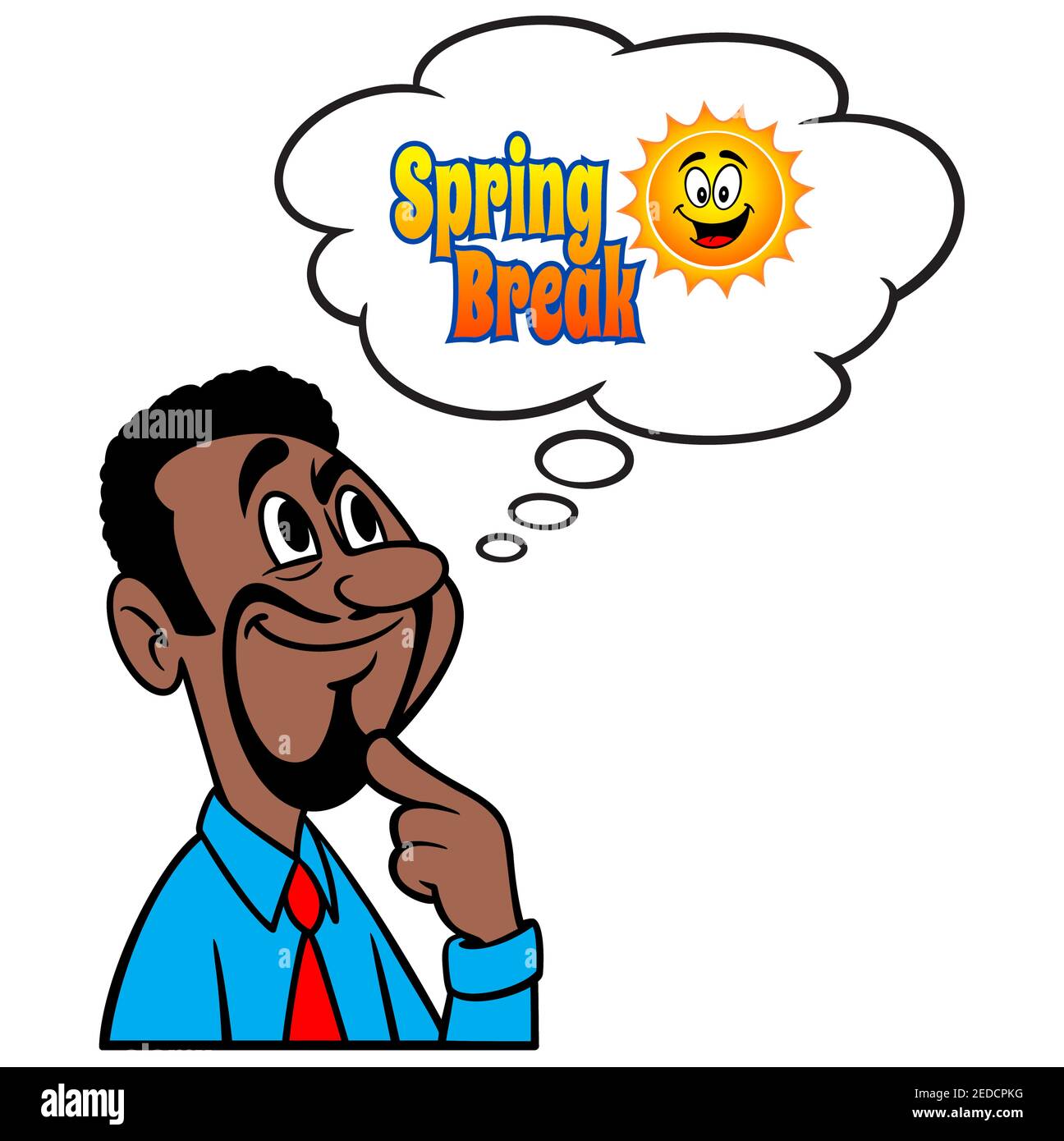 Mann, der an Spring Break denkt - EINE Cartoon-Illustration eines Mannes, der an einen Spring Break Trip denkt. Stock Vektor