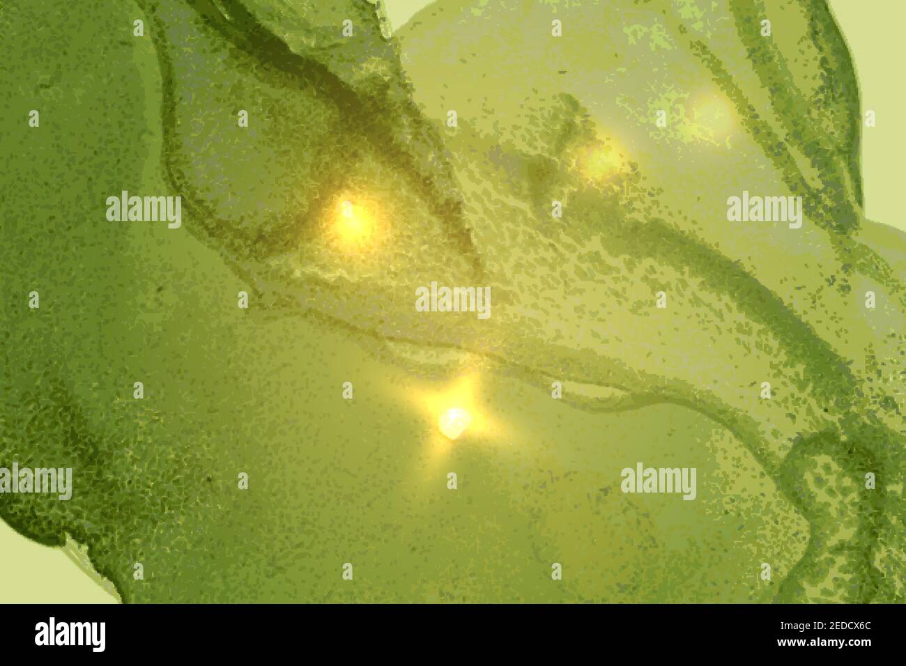 Hellgrünes Marmormuster mit goldenem Staub. Abstrakter Vektor-Hintergrund in Alkoholtinte Technik. Moderne Farbe mit Glitzer. Vorlage für Banner, Pos. Stock Vektor