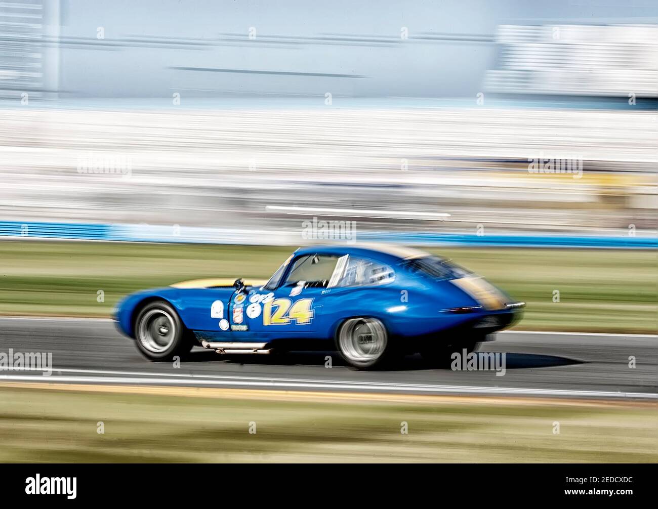 Jaguar E-Typ Rennwagen in Daytona Stockfoto