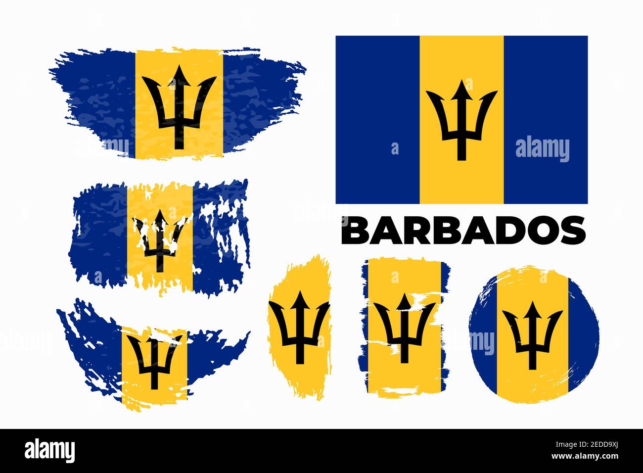 Grunge Pinselstrich mit Barbados Nationalflagge. Aquarell Malerei Flagge. Stock Vektor