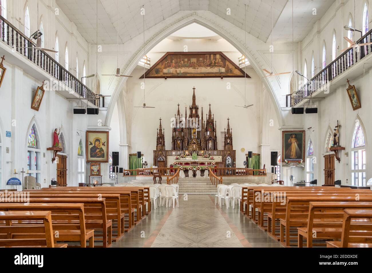 Christlicher Kircheninnenraum in Alappuzha, Kerala, Indien Stockfoto