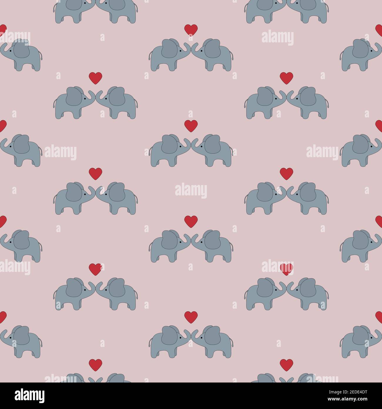 Nahtloses Muster Elefant Paar in der Liebe Stock Vektor