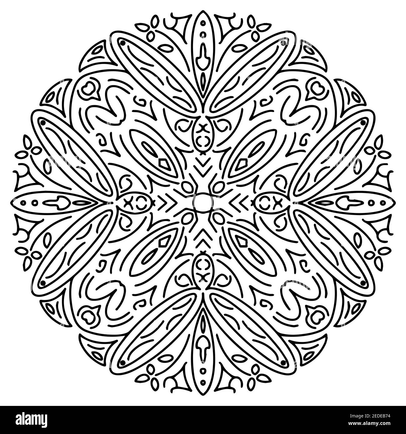 Mandala-Muster. Outline Vektor Illustration für Malbuch oder Design. Schwarzes Kreiskreiz-Muster. Isoliert auf weißem Hintergrund. Doodle-Stil Stock Vektor