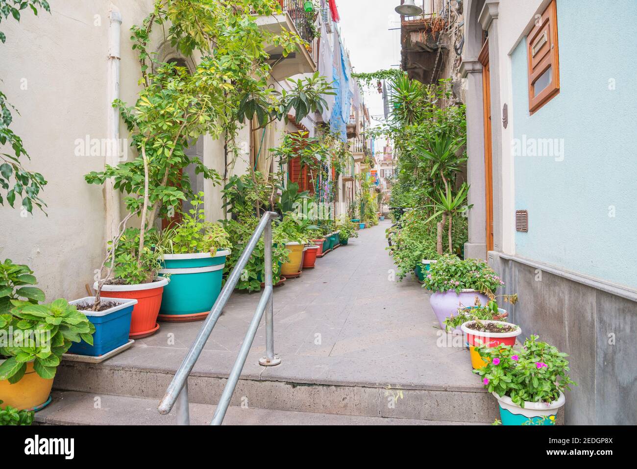 Historische Viertel Straße, Lipari Stadt, Lipari Insel, Äolischen Inseln, Sizilien, Italien Stockfoto
