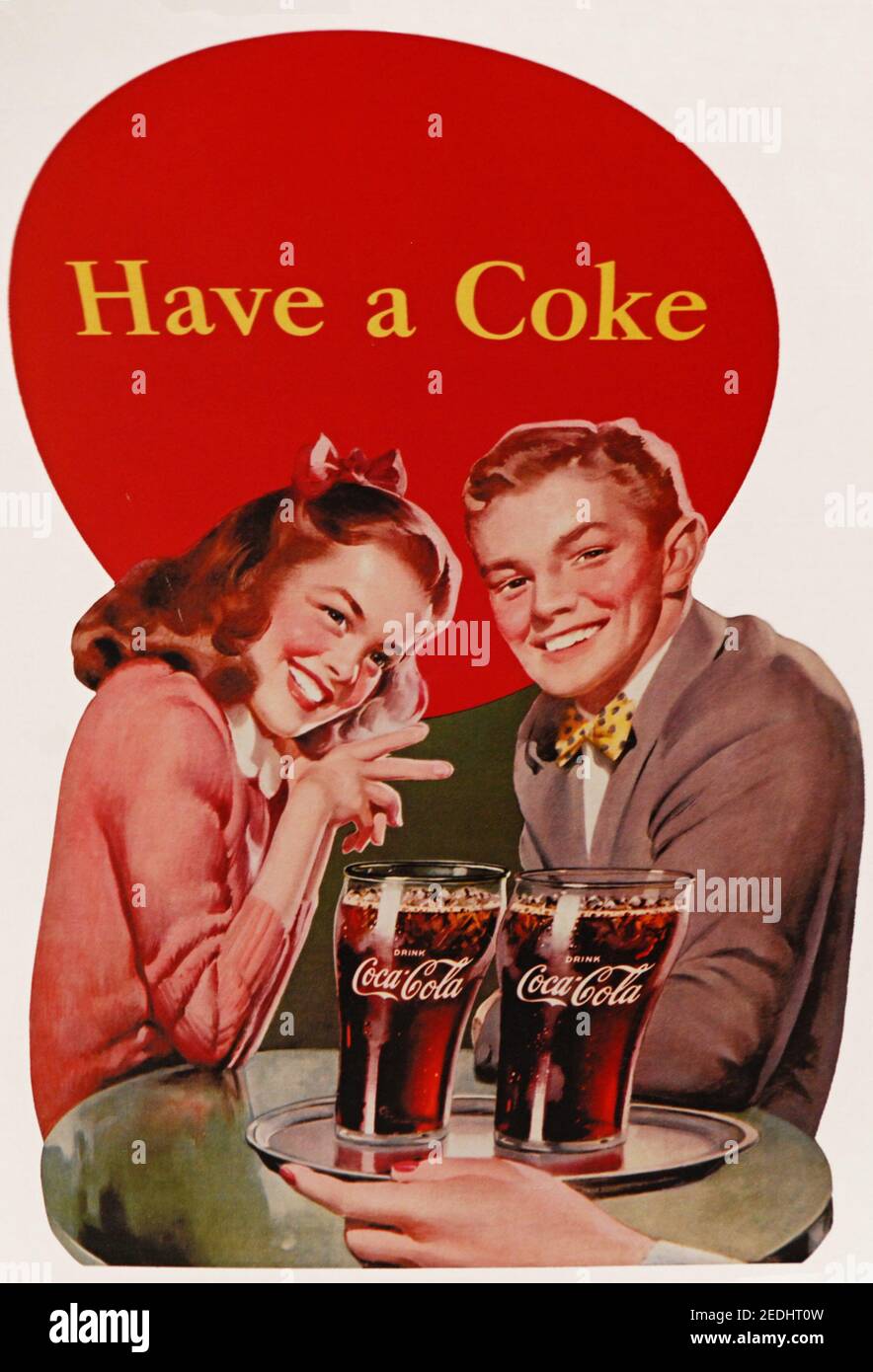 Coca Cola alten Mode Stil Werbung. "Haben Sie eine Cola" Retro-Werbung. Stockfoto