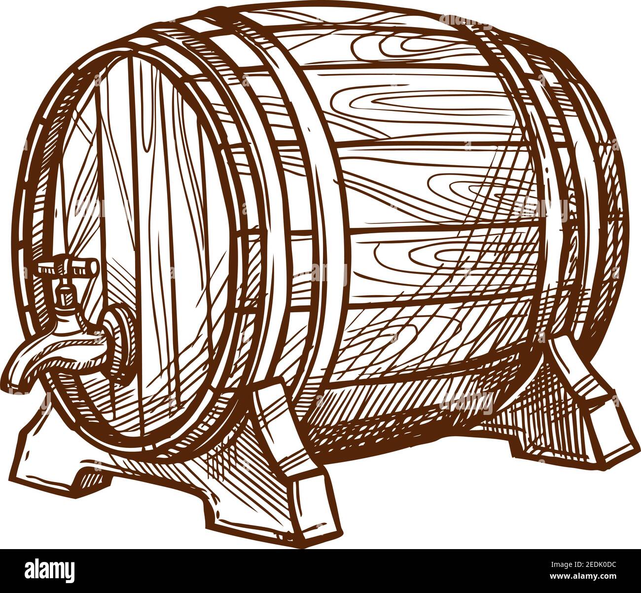 Fass-Vektor-Symbol oder Holz Eichenfass oder Fass tun für Lager und Fassbier, Cognac oder Wein Alkohol Getränk. Isoliertes Emblem für Bierstube und Bierstube Stock Vektor