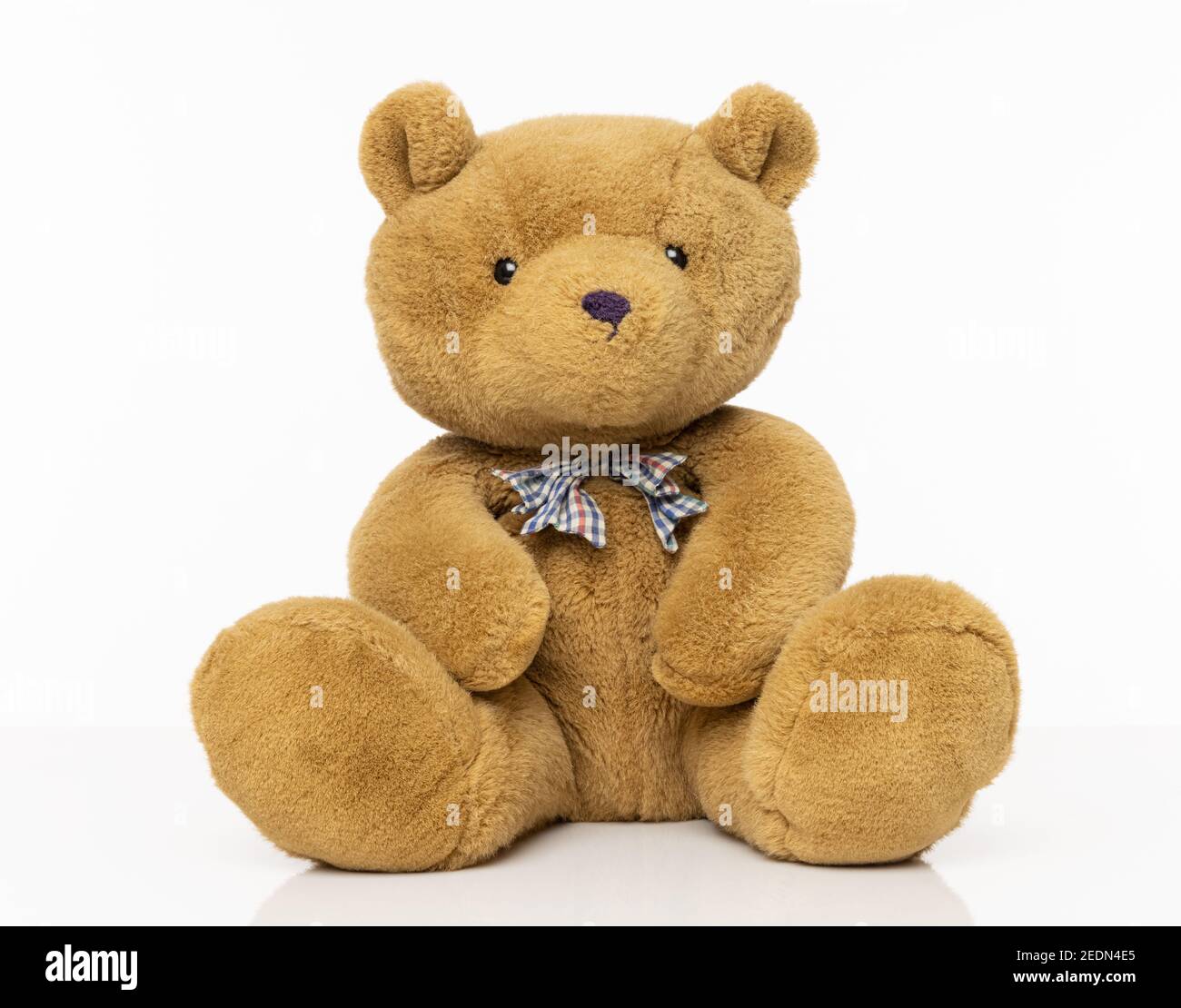 Brauner pelziger Teddybär isoliert auf weißem Hintergrund. Stockfoto