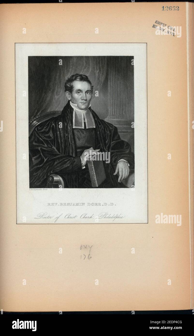 Rev. Benjamin Dorr, D.D., Rektor der Christ Church, Philadelphia Stockfoto